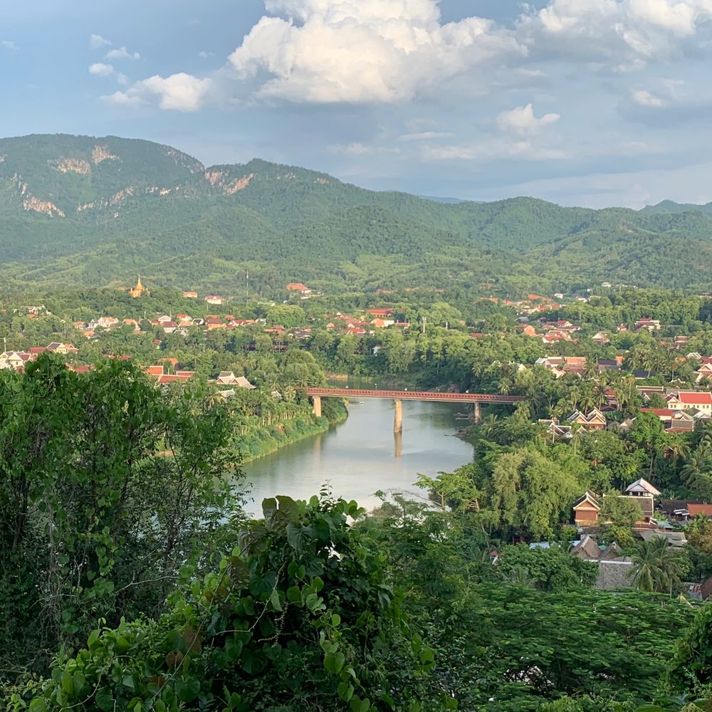 View over Luang Prabang and the river from atop Mount Phousi