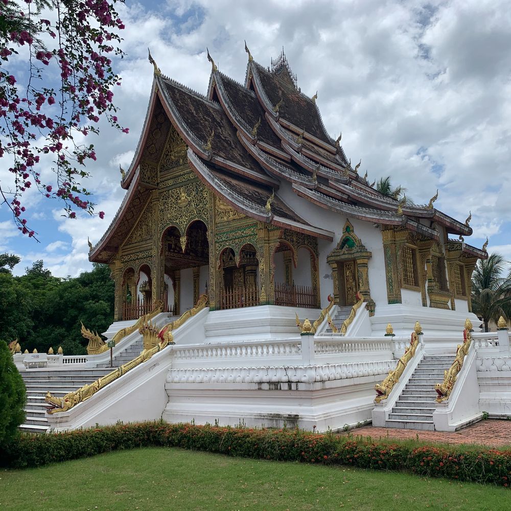 Golden-roofed temple hall of the Haw Pha Bang at the Royal Palace, Luang Prabang